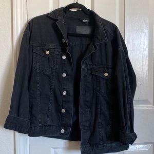 Black oversized denim jacket | size : extra small / small | brand : h&m
